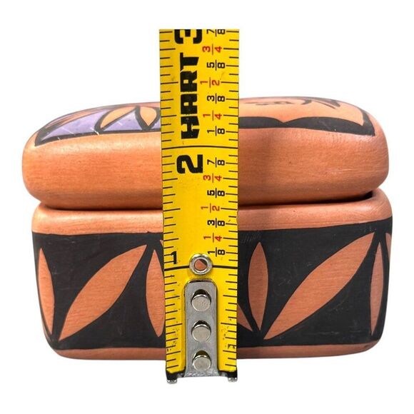 Signed Vintage Pottery Dancing Kokopelli Mini Trinket Box Southwest Design Lid - Picture 6 of 8